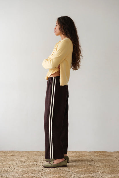 THE LINEN STRIPE CROP PANT