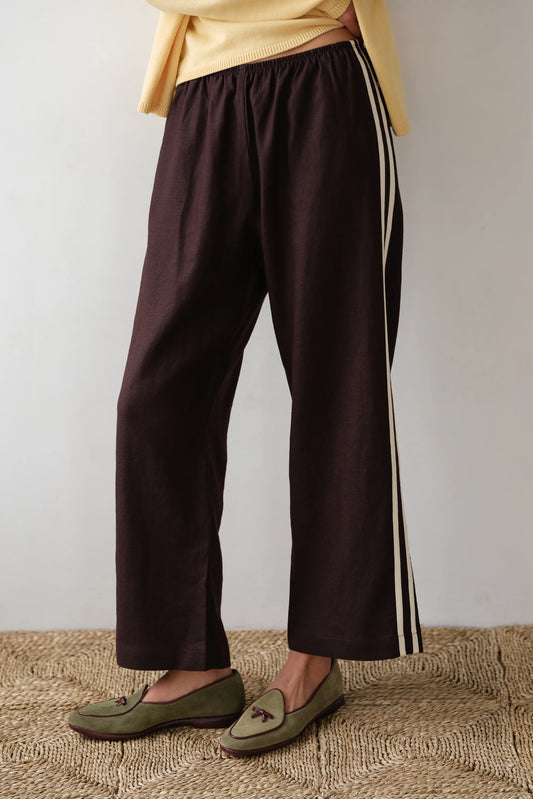THE LINEN STRIPE CROP PANT