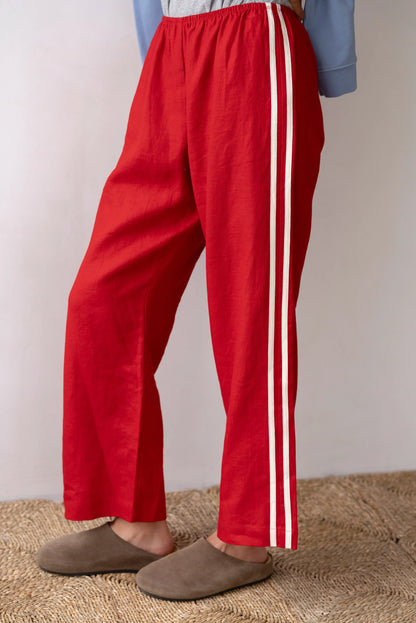 THE LINEN STRIPE CROP PANT