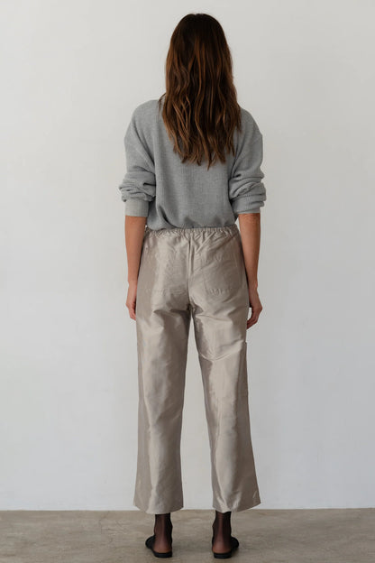 SILVER TAFFETA DRAWSTRING CARGO PANT