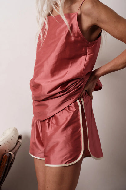 RHUBARB TAFFETA RACER STRIPE SHORT