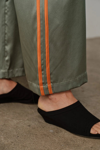 DILL/APRICOT SILK STRIPE CROP PANT