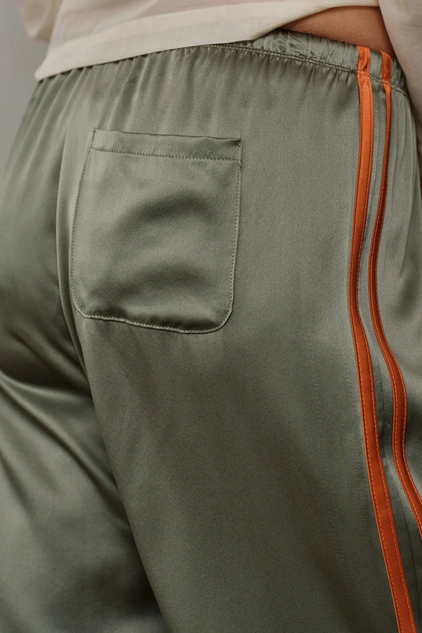 DILL/APRICOT SILK STRIPE CROP PANT