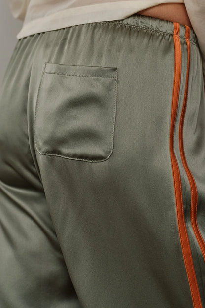 DILL/APRICOT SILK STRIPE CROP PANT