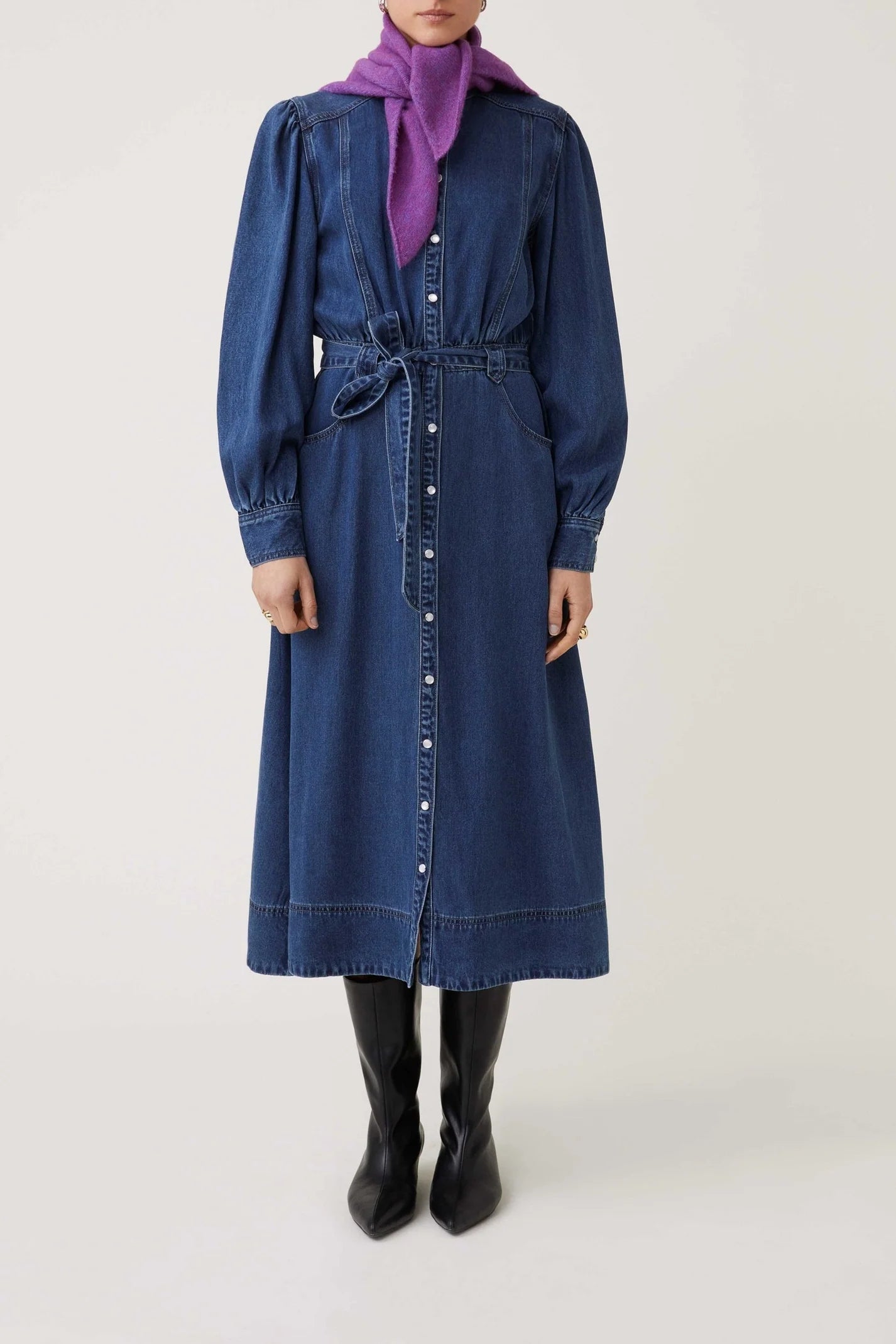 CHONA LONG SLEEVE DENIM SHIRTDRESS