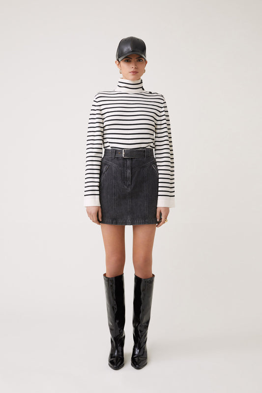 PIRIAC STRIPE MOCK NECK SWEATER