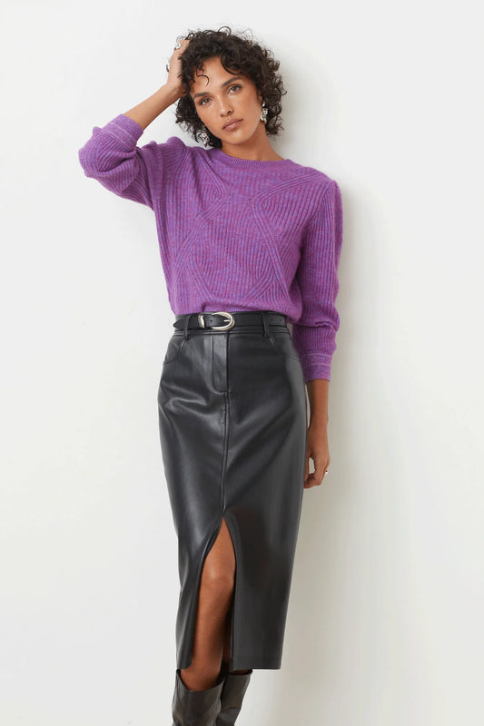 FRIDA FAUX LEATHER MIDI SKIRT