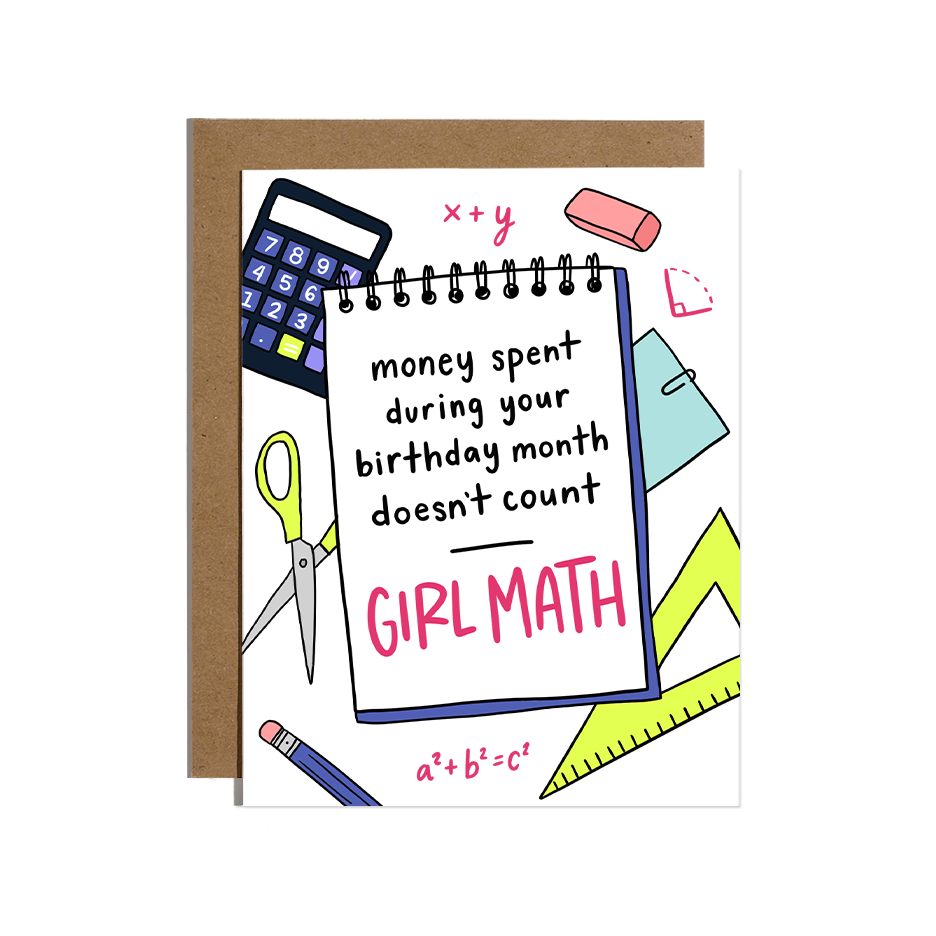 GIRL MATH BIRTHDAY CARD