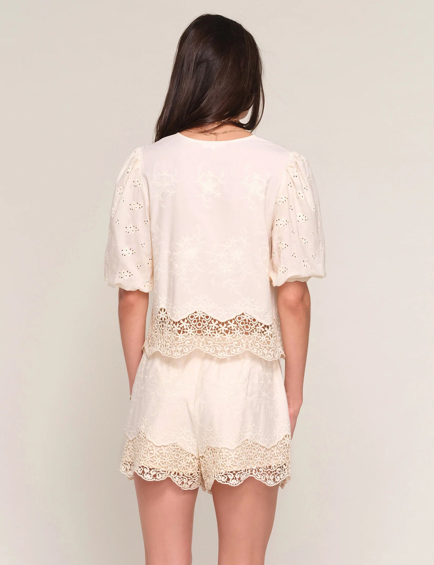 JANNE CROCHET TRIM TIE FRONT TOP