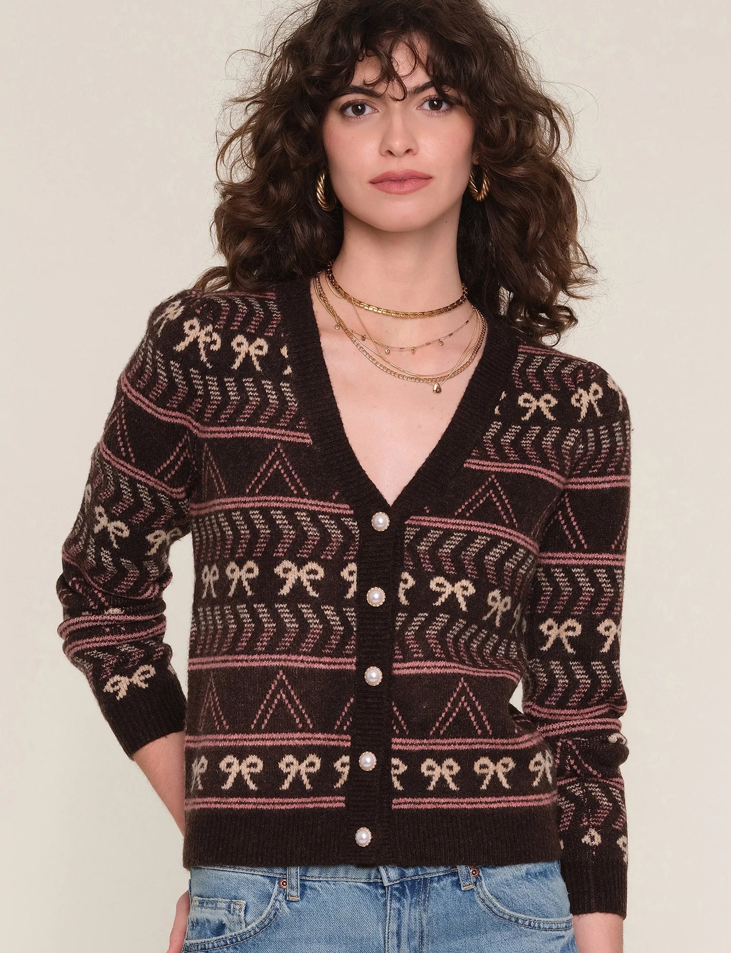 TULUM BOW PRINT CARDI