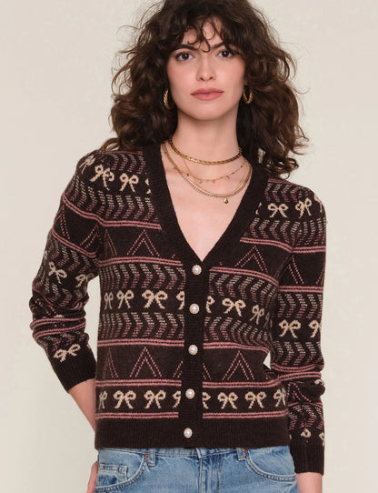 TULUM BOW PRINT CARDI