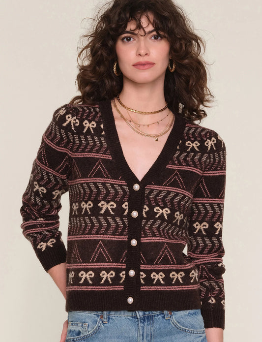 TULUM BOW PRINT CARDI