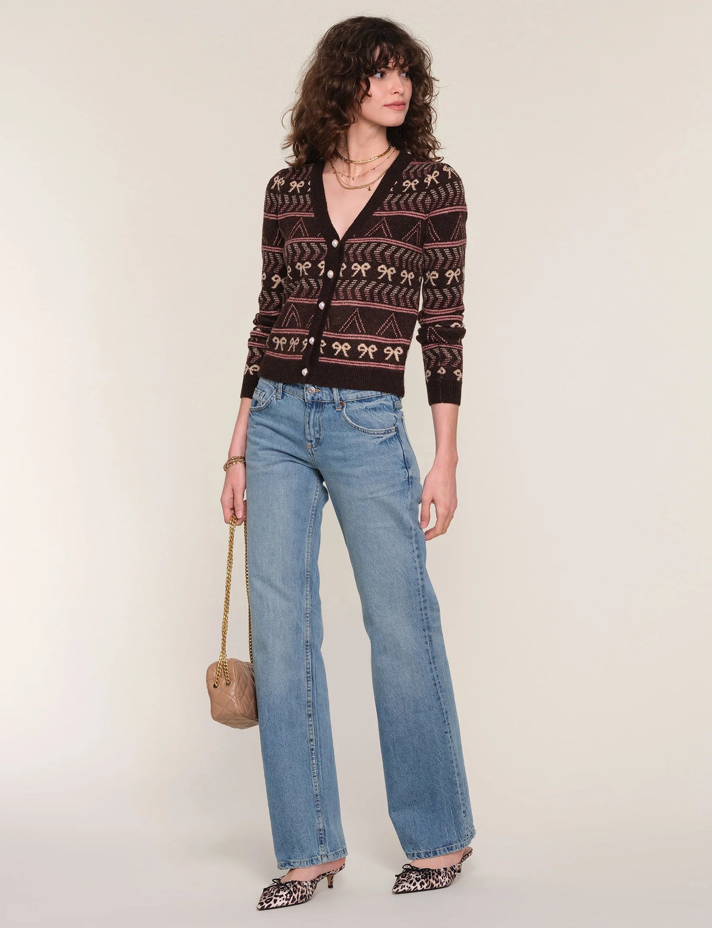 TULUM BOW PRINT CARDI