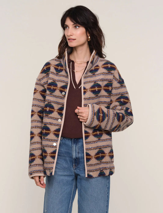 MARIA MULTI PRINTED SHEARLING JACKET