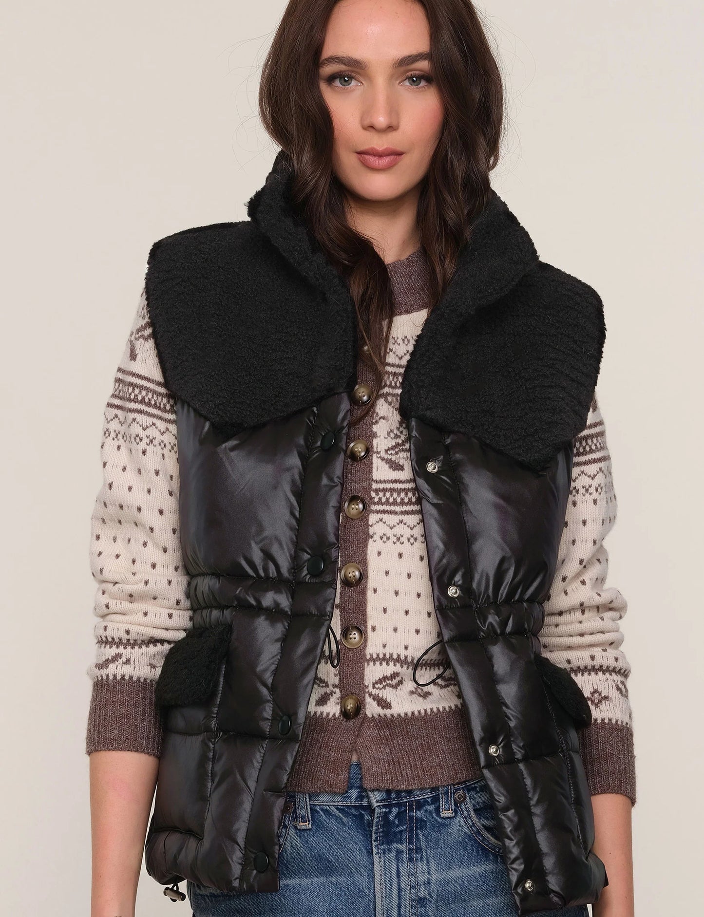 ALEX PUFFER VEST WITH SHERPA