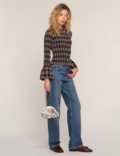TRACY PLAID SMOCK TOP