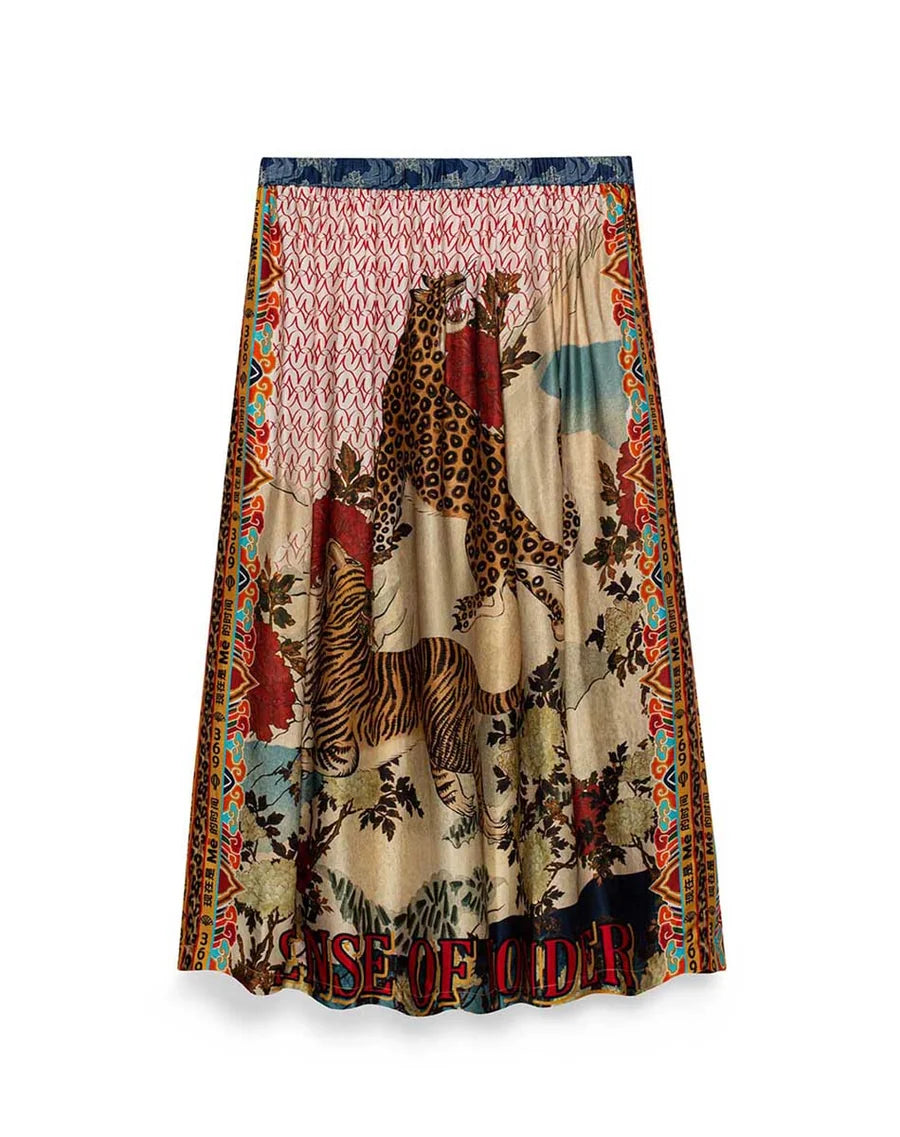 VANESSA ORIENTAL PRINTED MIDI SKIRT