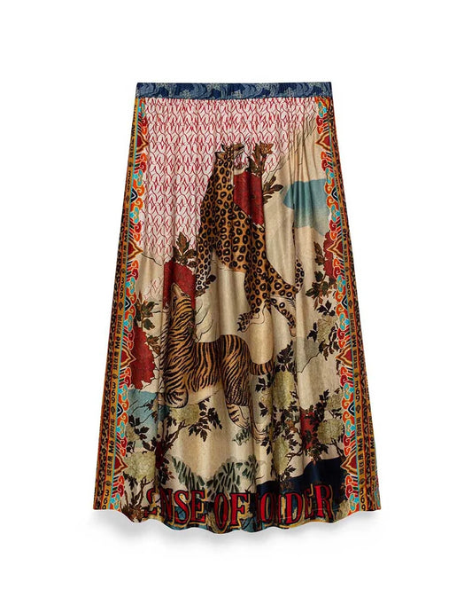 VANESSA ORIENTAL PRINTED MIDI SKIRT