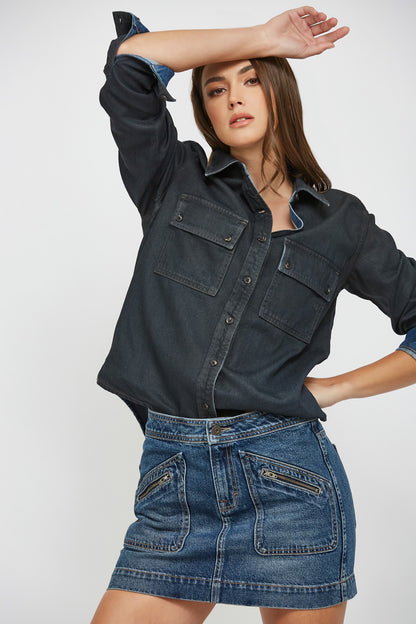 DENIM MINI SKIRT WITH ZIPPER POCKETS – dear dreamer DENIM MINI SKIRT WITH ZIPPER POCKETS – dear dreamer