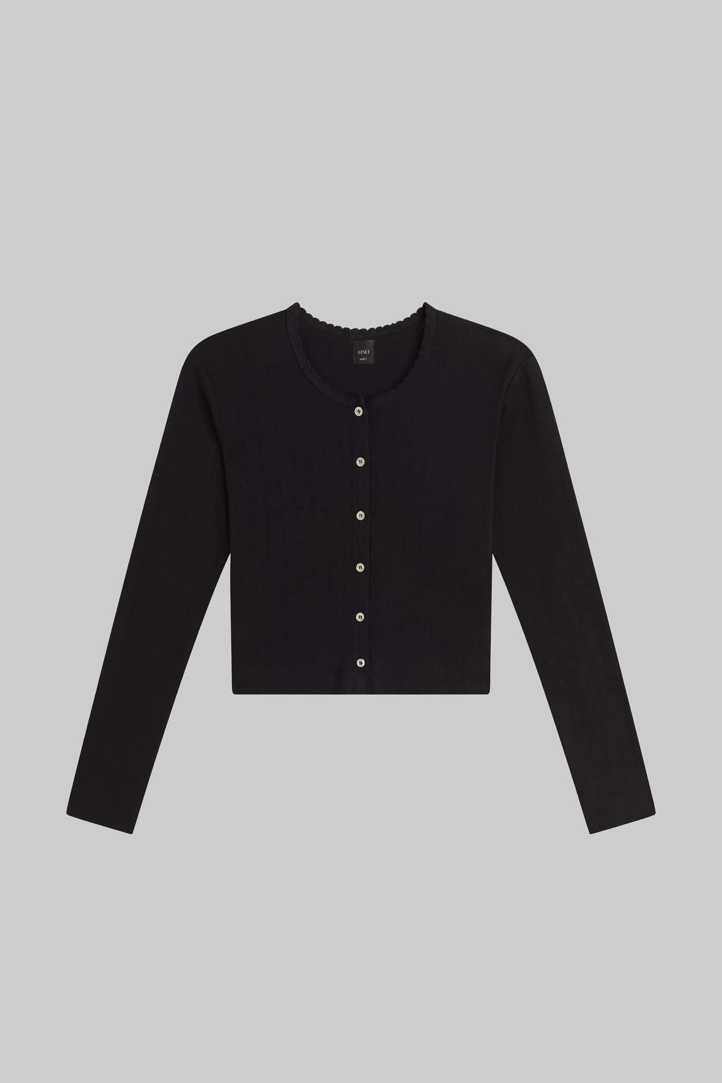 POINTELLE CROP CARDIGAN