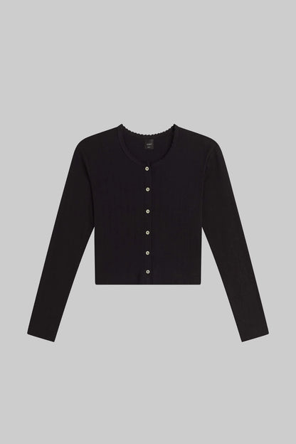 POINTELLE CROP CARDIGAN