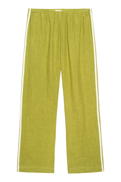 PISTACHIO THE LINEN STRIPE CROP PANT