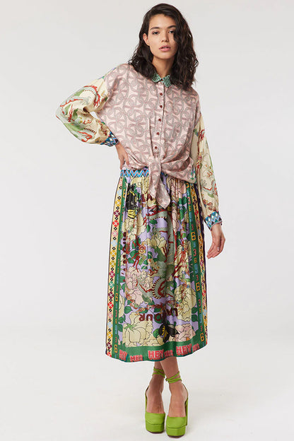 VANESSA L'AMOUR PRINTED MIDI SKIRT