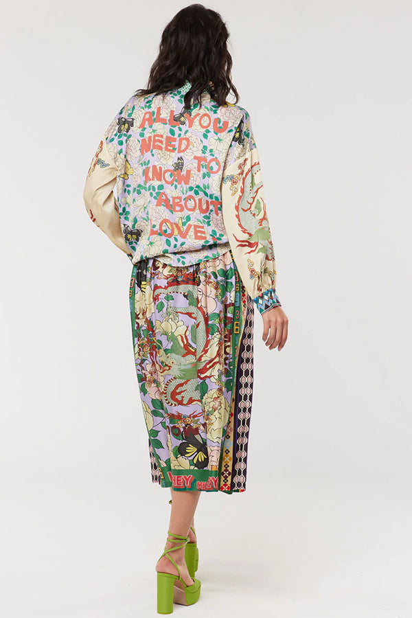 VANESSA L'AMOUR PRINTED MIDI SKIRT