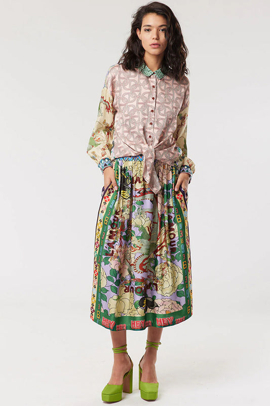 VANESSA L'AMOUR PRINTED MIDI SKIRT