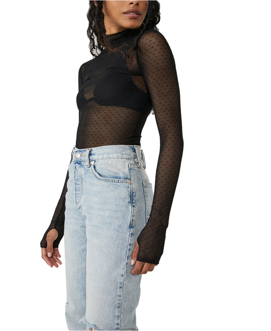 ON THE DOT MESH MOCK NECK