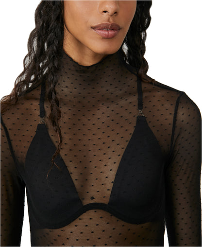 ON THE DOT MESH MOCK NECK