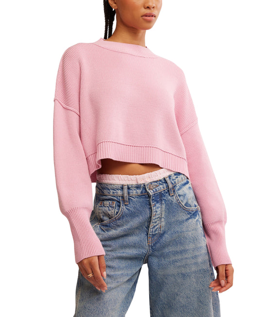 EASY STREET SOLID CROP SWEATER