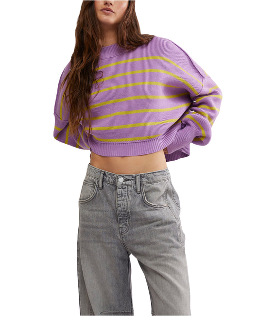 STRIPE EASY STREET CROP SWEATER