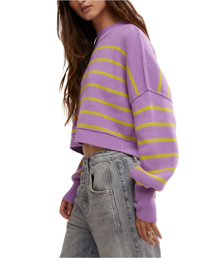 STRIPE EASY STREET STRIPE CROP SWEATER