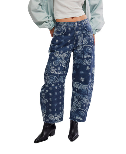BANDANA GOOD LUCK MID RISE BARREL JEAN