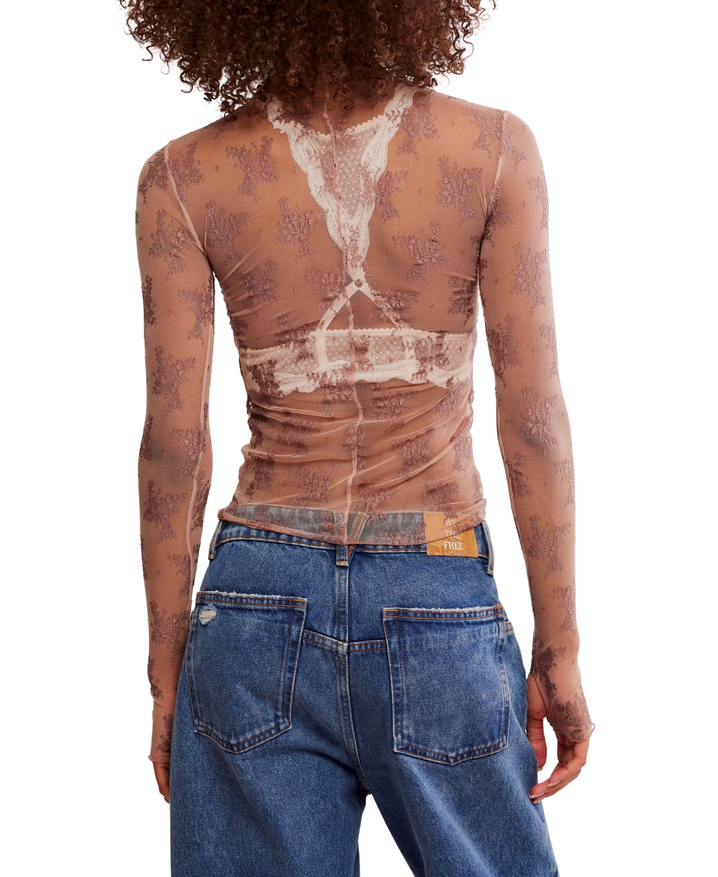 TWO TONE LADY LUXE LACE MOCK NECK