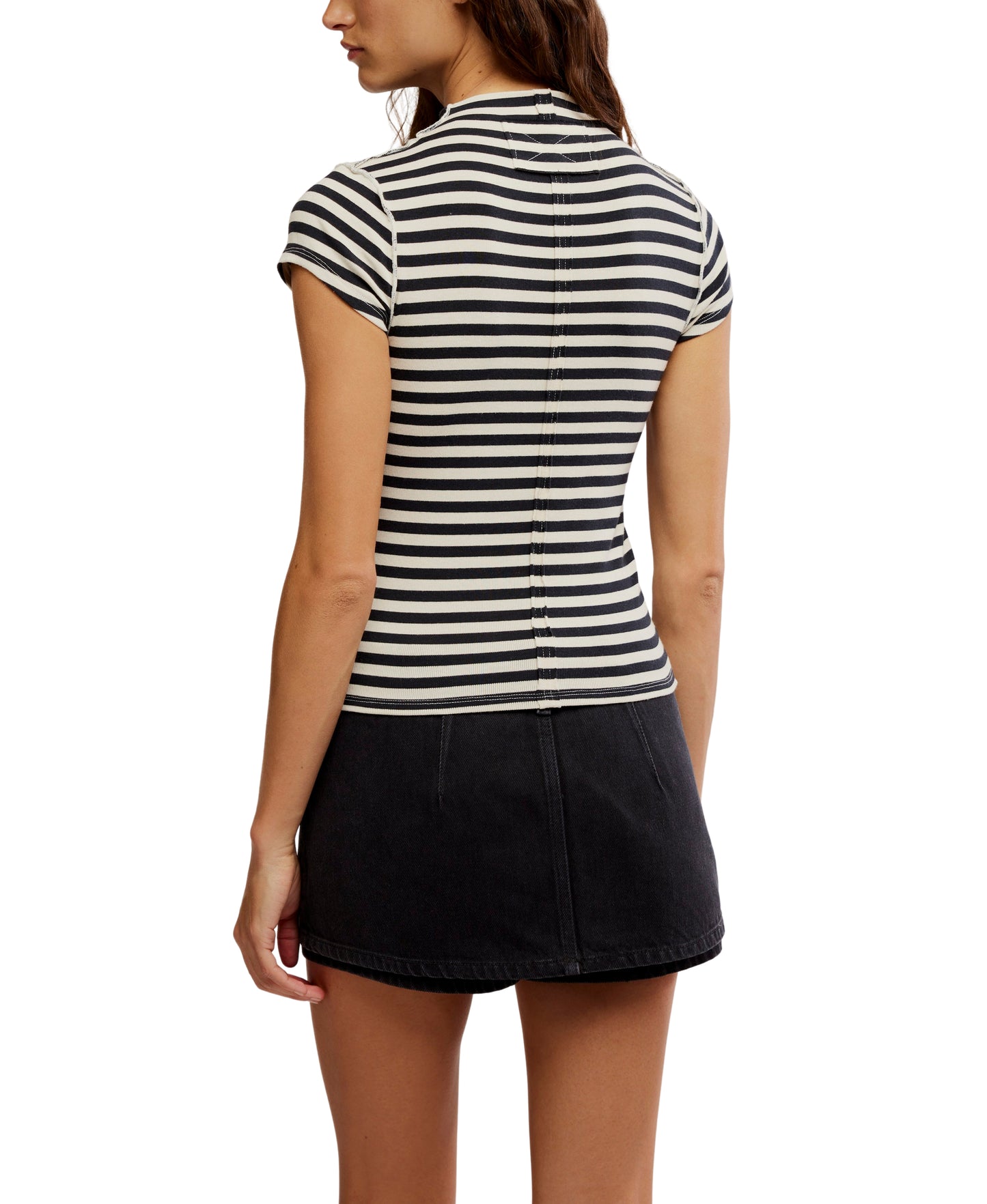 LOLA STRIPE MOCK NECK TEE