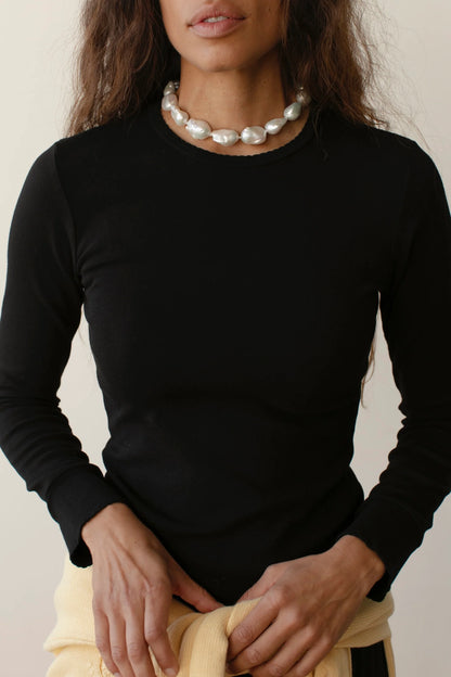 THE BABY RIB SCALLOP LONG SLEEVE