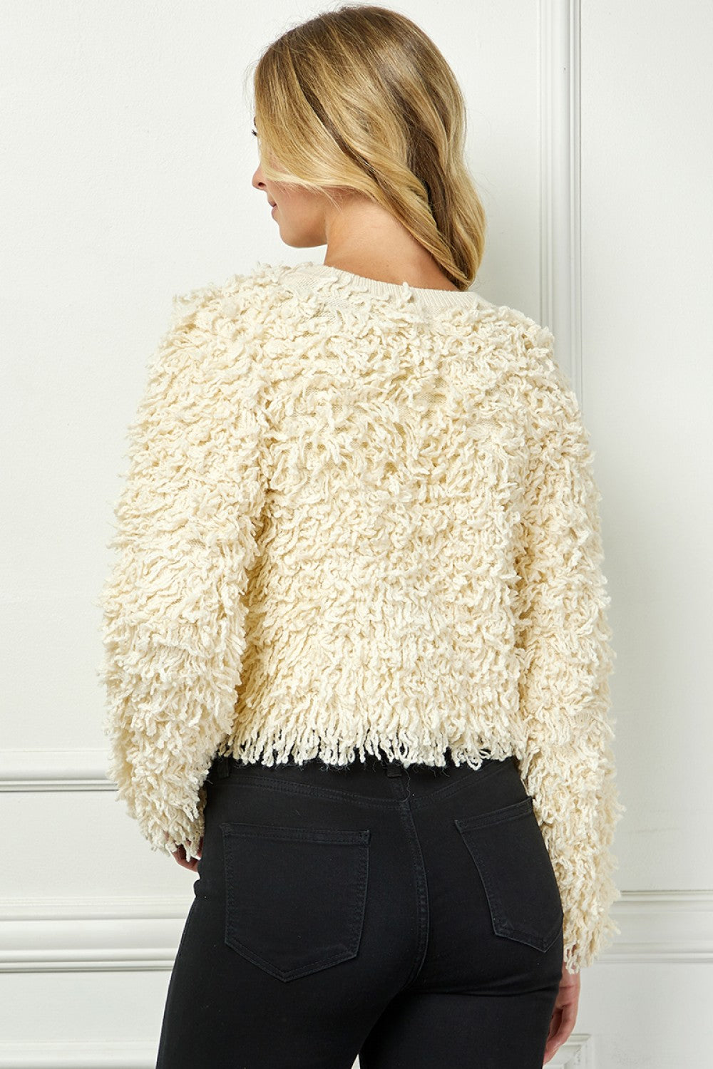 ALL OVER FRINGE SWEATER CARDIGAN