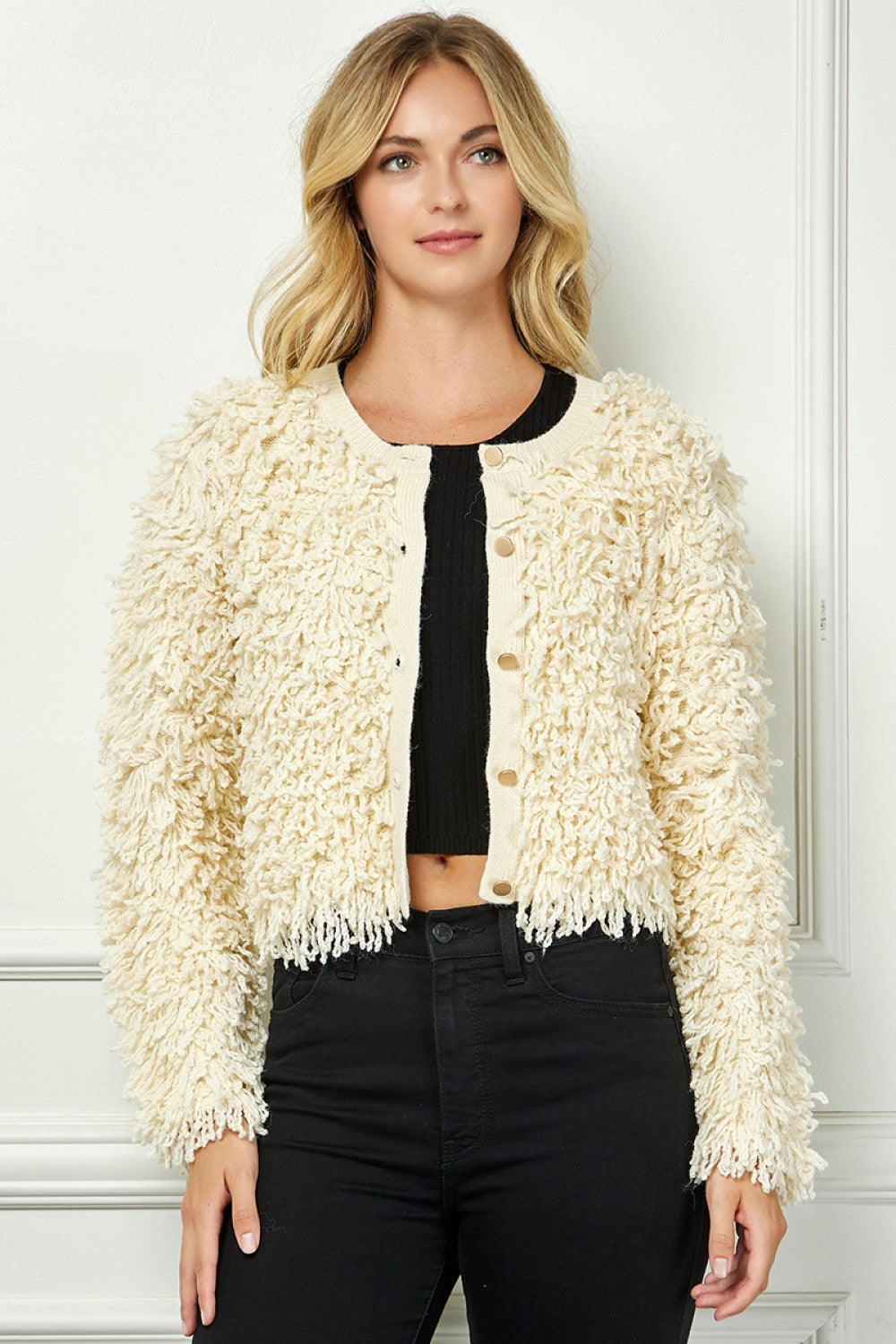 ALL OVER FRINGE SWEATER CARDIGAN