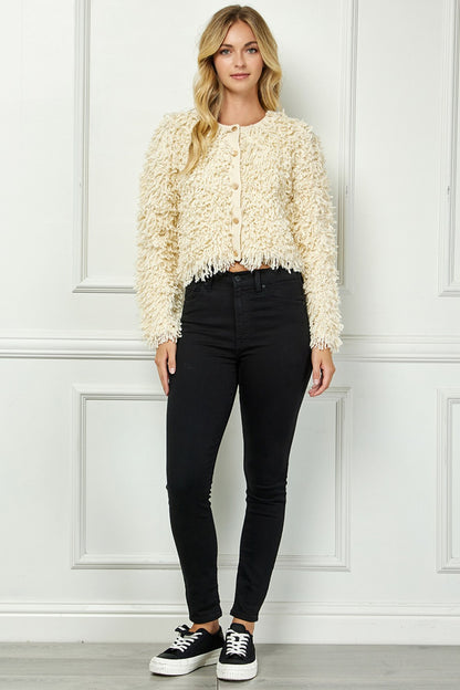 ALL OVER FRINGE SWEATER CARDIGAN