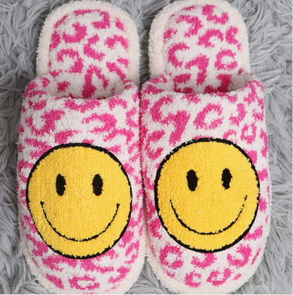 LEOPARD HAPPY FACE SLIPPERS