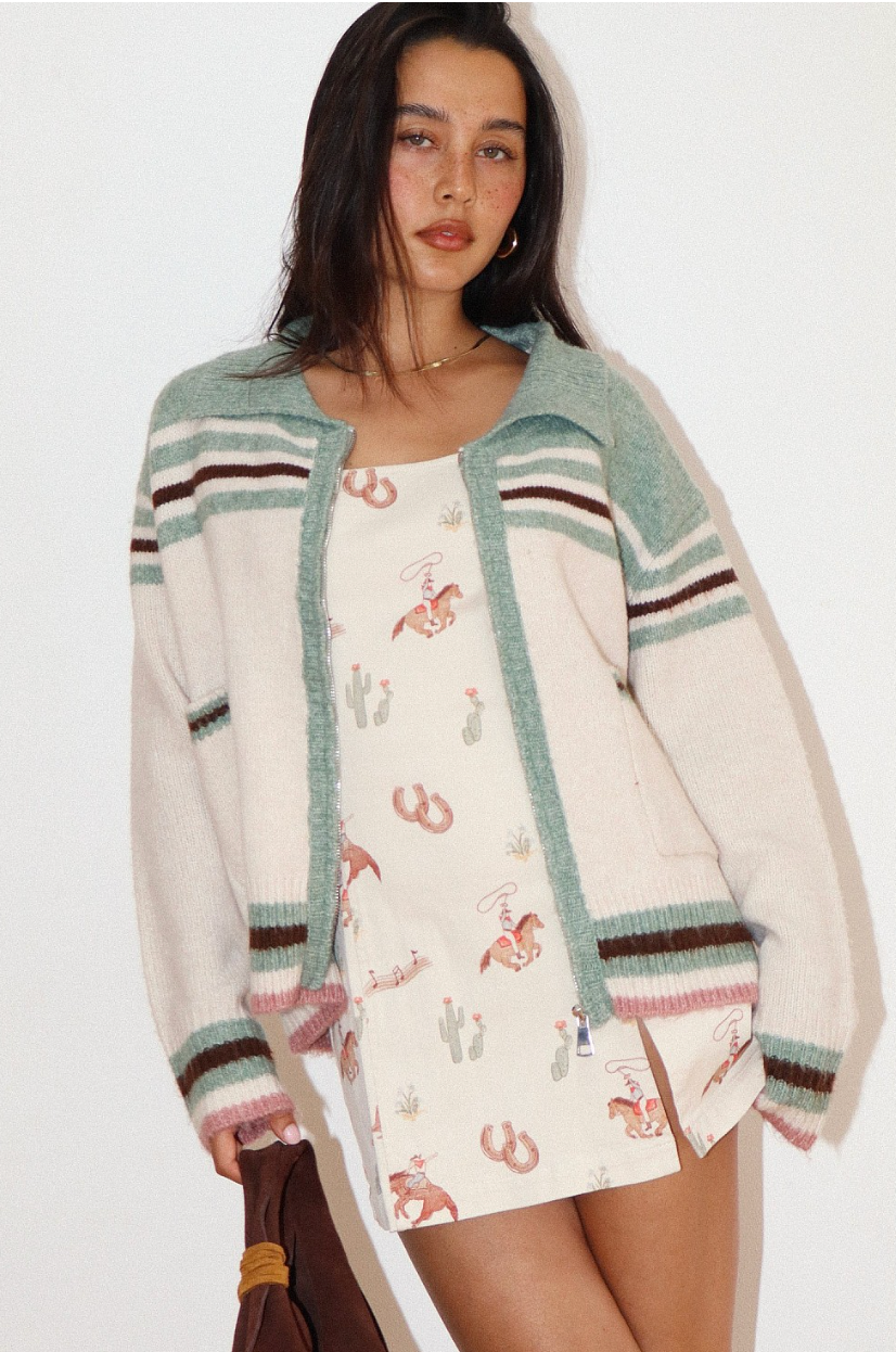 TAKE ME TO THE RODEO ZIP UP SWEATER