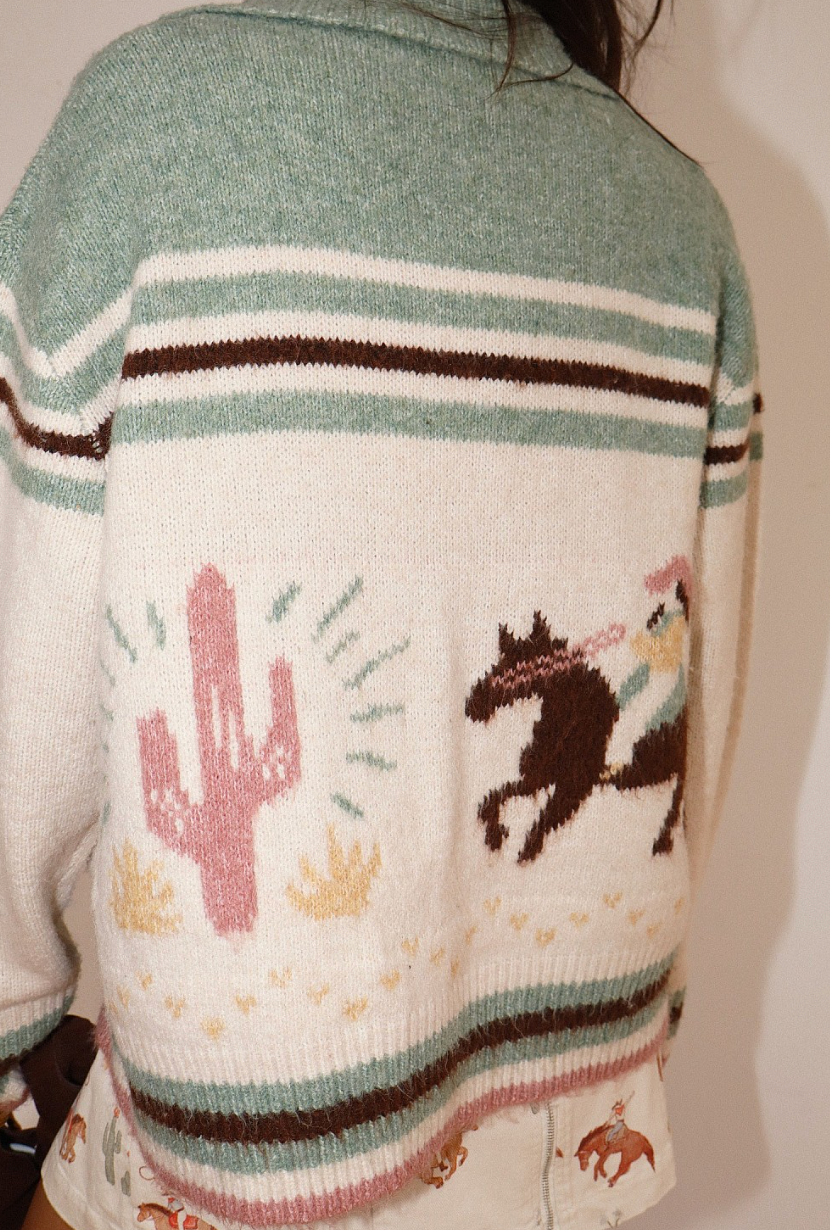 TAKE ME TO THE RODEO ZIP UP SWEATER