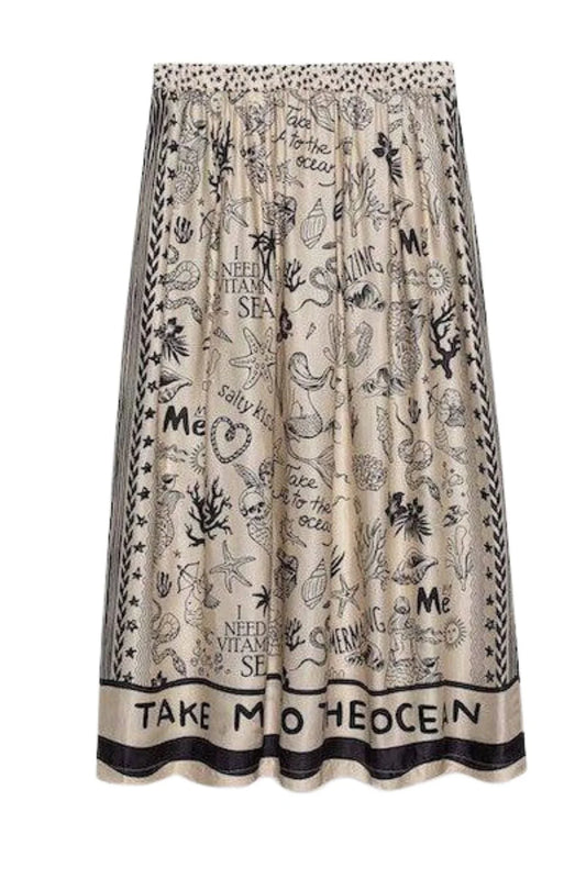 MERMAID ELIZABETH PRINTED MIDI SKIRT