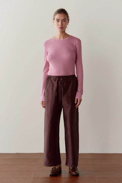 ESPRESSO TAFFETA DRAWSTRING CARGO PANT