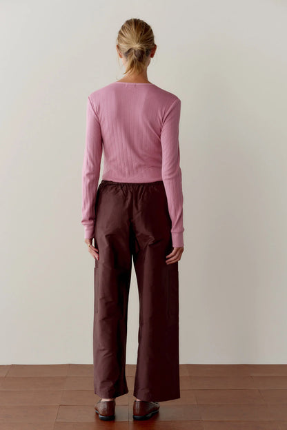ESPRESSO TAFFETA DRAWSTRING CARGO PANT