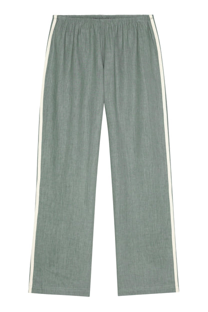 SAGE LINEN STRIPE CROP PANT