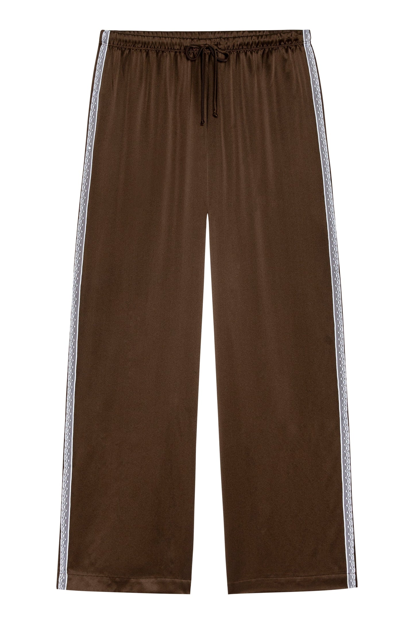 ESPRESSO SILK LACE STRIPE CROP PANT