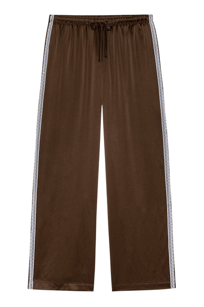 ESPRESSO SILK LACE STRIPE CROP PANT